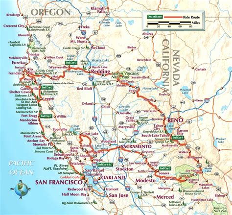Map of Northern California roads and highways. Free .